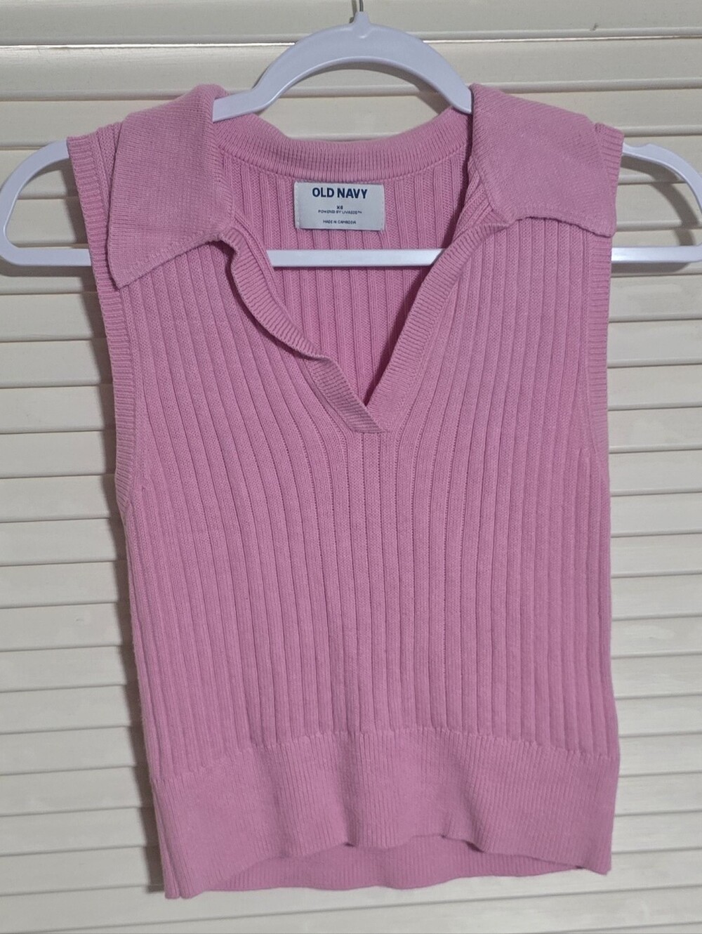 Old Navy Pink Ribbed Sleeveless Polo Tank